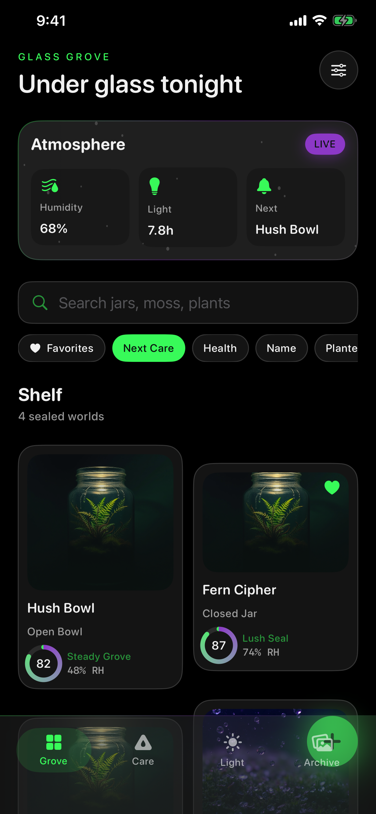 Glass Grove shelf home screen